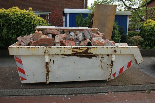 Demolition site in Spitalfields preparing for waste removal