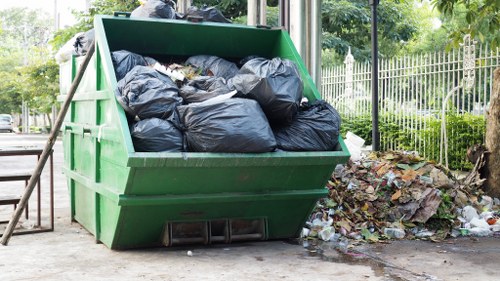 Residential recycling bins in Spitalfields neighborhood